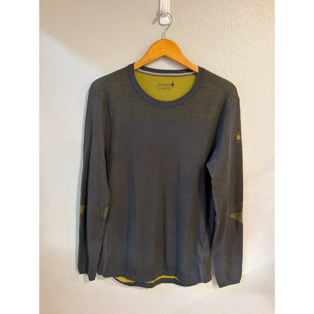 Smartwool Intraknit 200 Base Layer Men Lg Gray Merino Wool Long Sleeve Top Snow